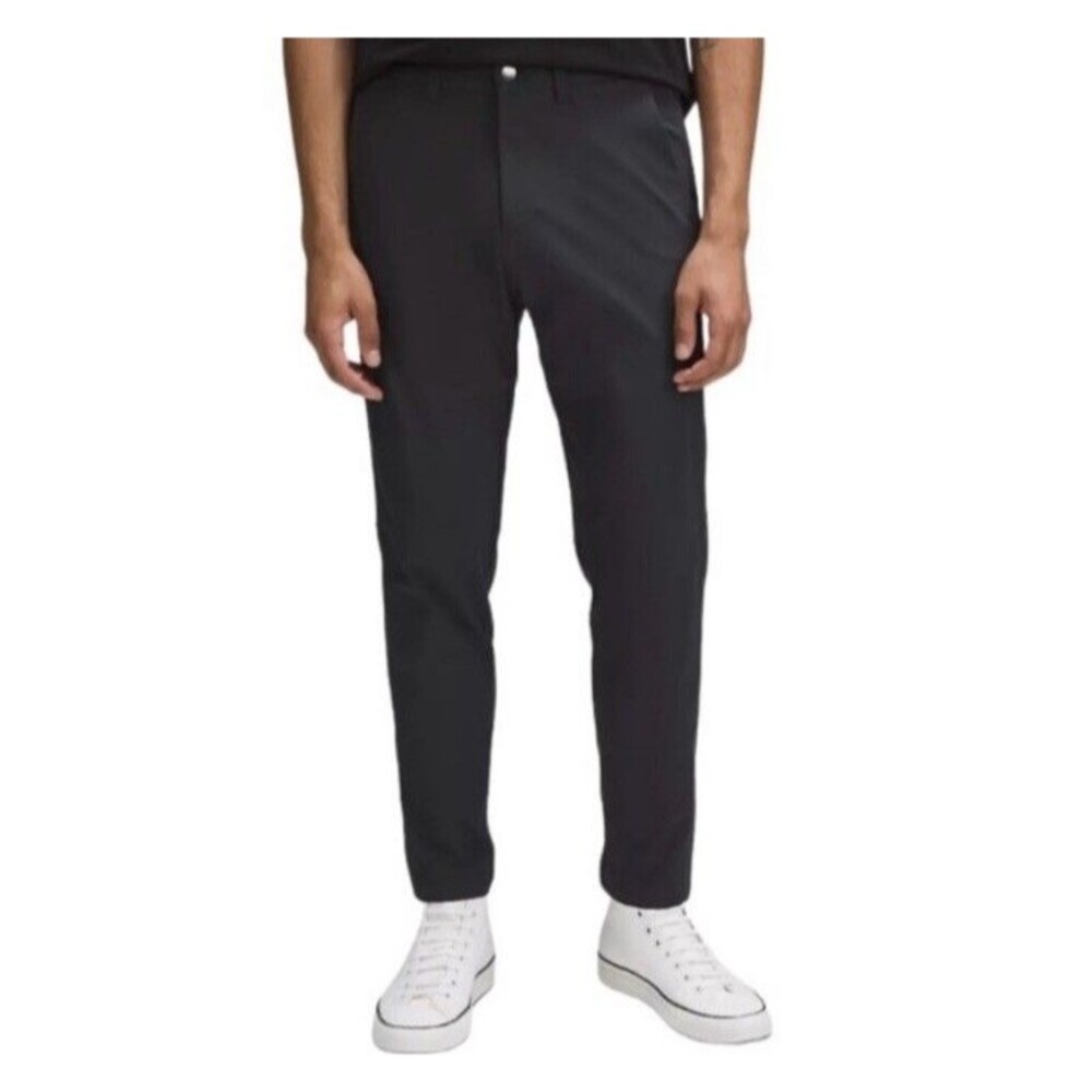 Lululemon ABC Pants Men 32x30 Black Slim-Fit Performance Chino Warpstreme Golf